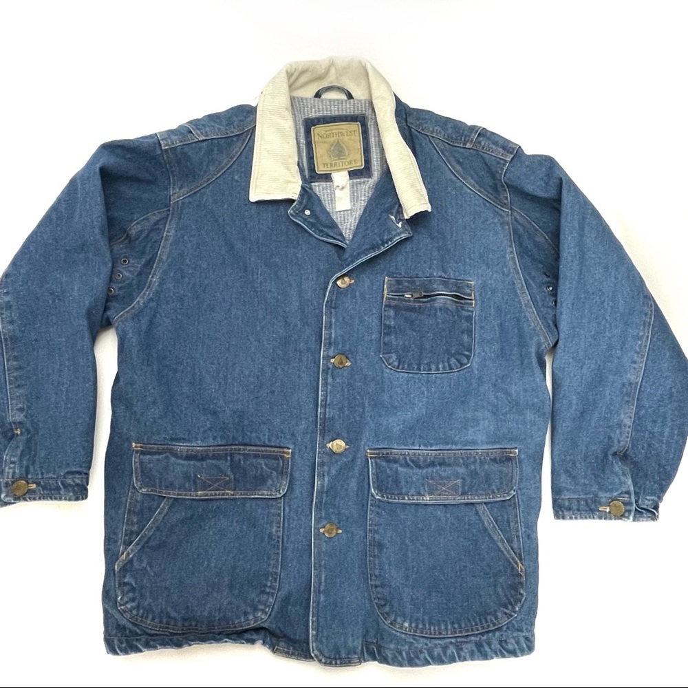 Vintage Northwest Territory Insulated Denim Chore Coat Blue XL Lined Barn Coat